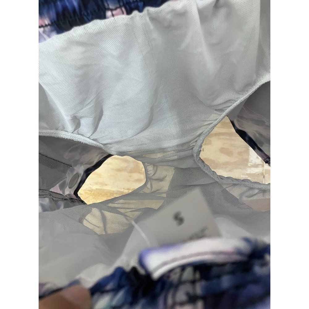 Zyia Swimwear Blue Crumple Medley Mens Small Swim Trunks Drawstring Mesh Tie Dye - Picture 9 of 9